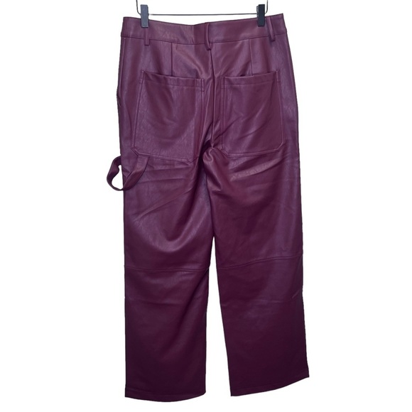 Y2K Forever 21 Burgundy Faux Leather Wide Leg Pants Size XL - Picture 8 of 13